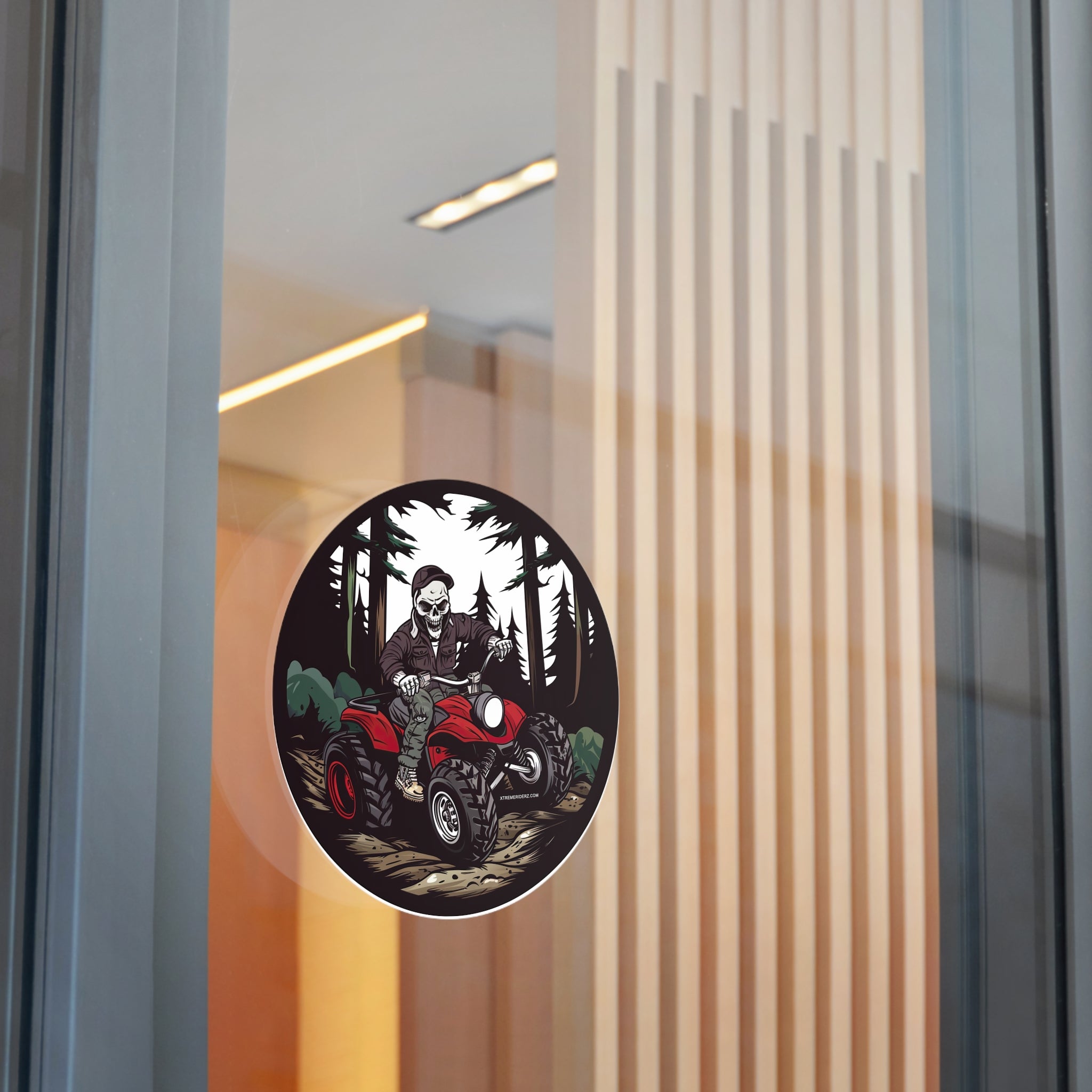 Skeleton on ATV- Xtreme Riderz- Round Vinyl Stickers
